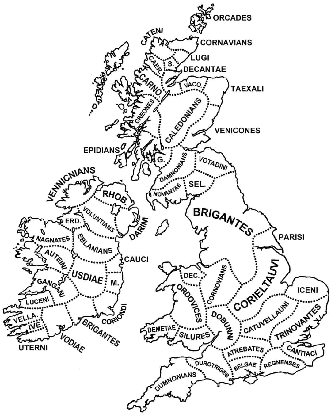 Britain's Celtic Tribes Map