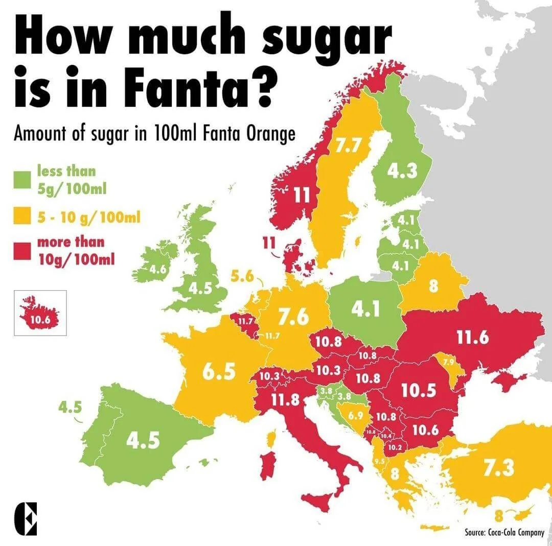 Europe's Fanta Sugar Content Map