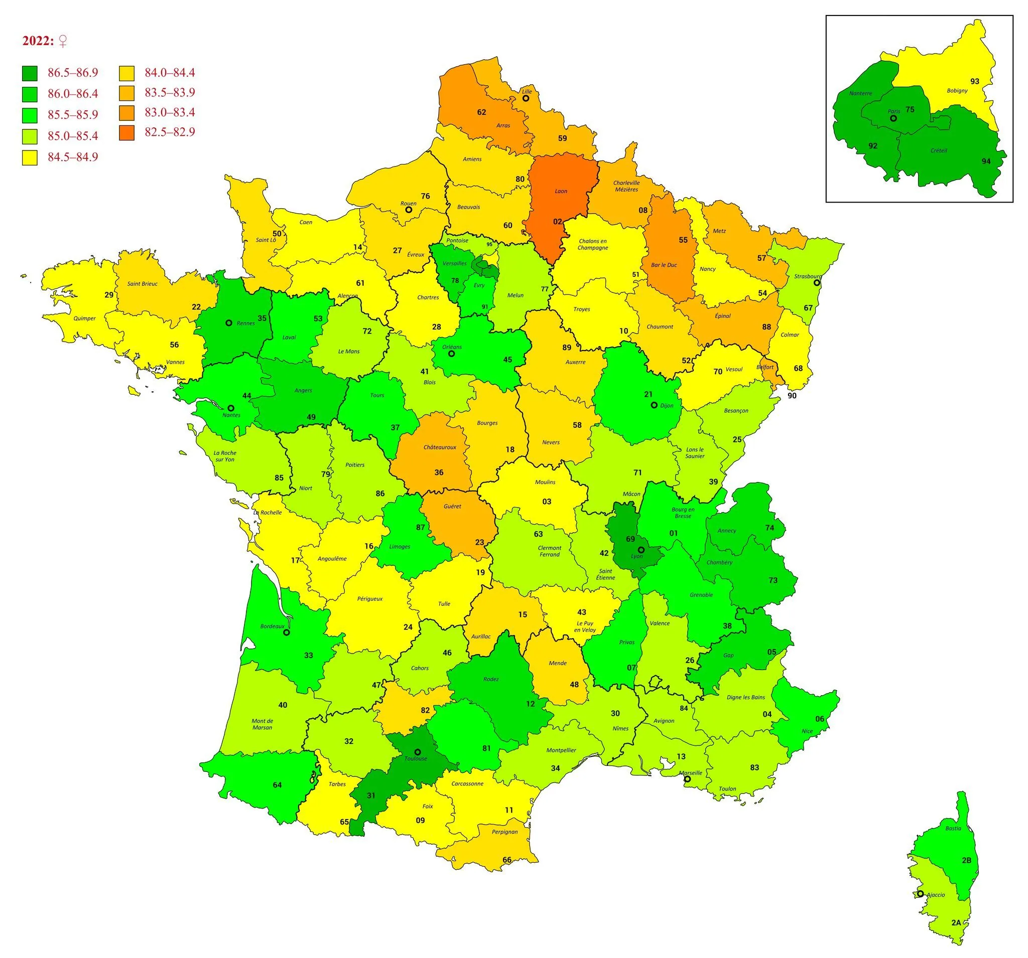 How Long Are French People Living A Department-by-Department Snapshot of 2022 Life Expectancy