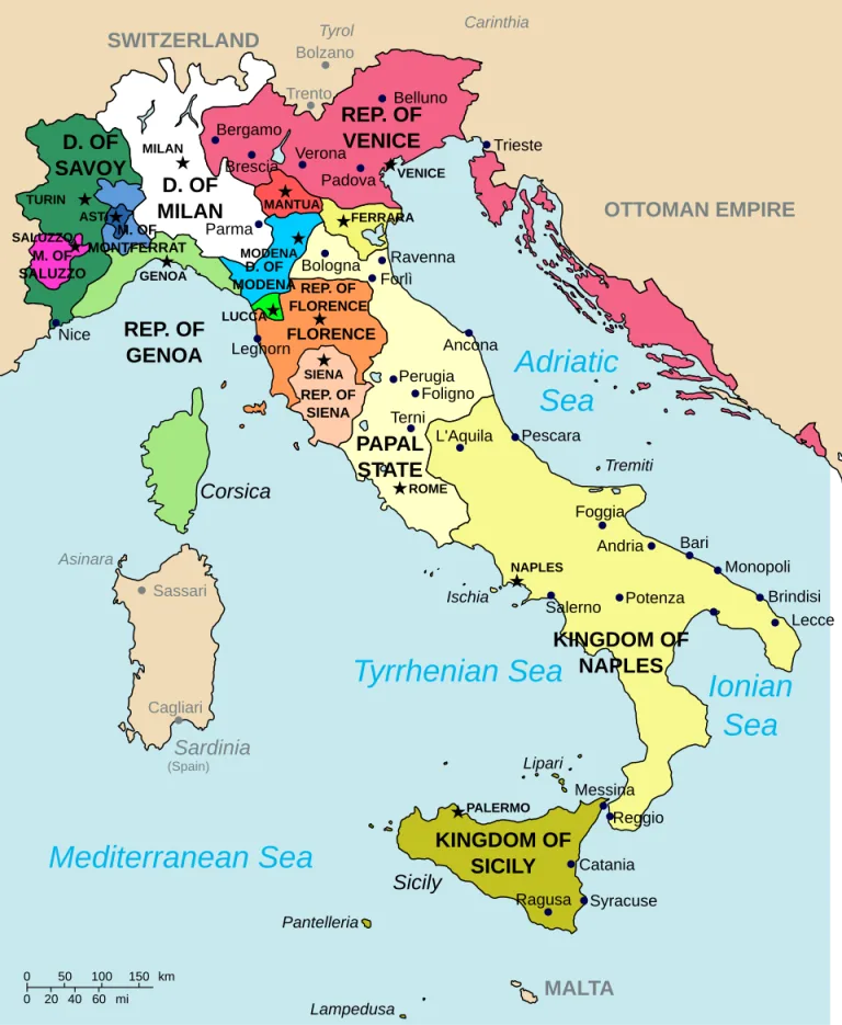 Map of Italy in 1494