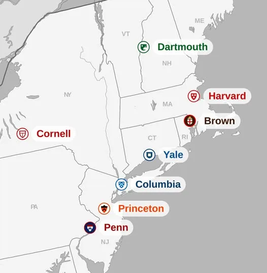 The Ivy League Universities Map