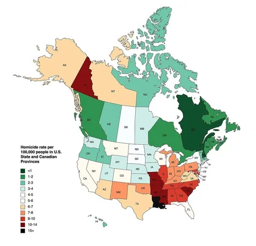 Where Is North America Safest A Tale of Two Countries (and a Lot of Colors)