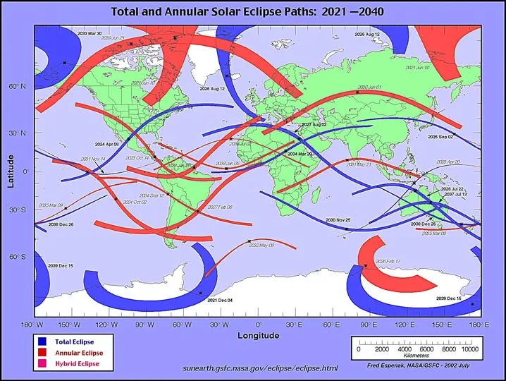 Where Will the Sky Go Dark Solar Eclipse Paths Mapped Through 2040
