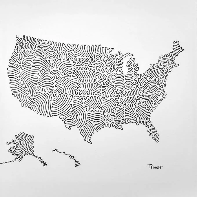 The USA Drawn in 3 Lines