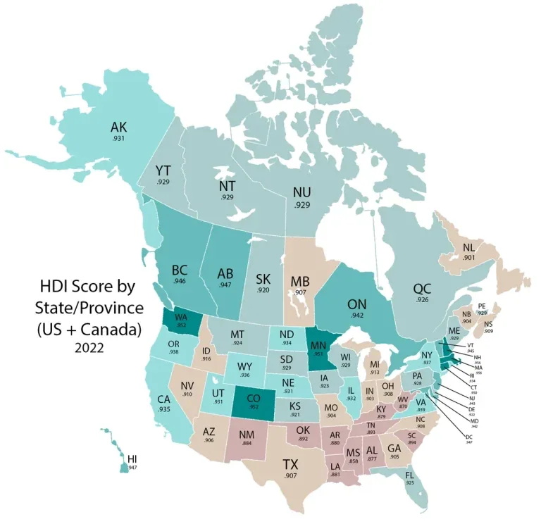 US & Canada HDI Scores