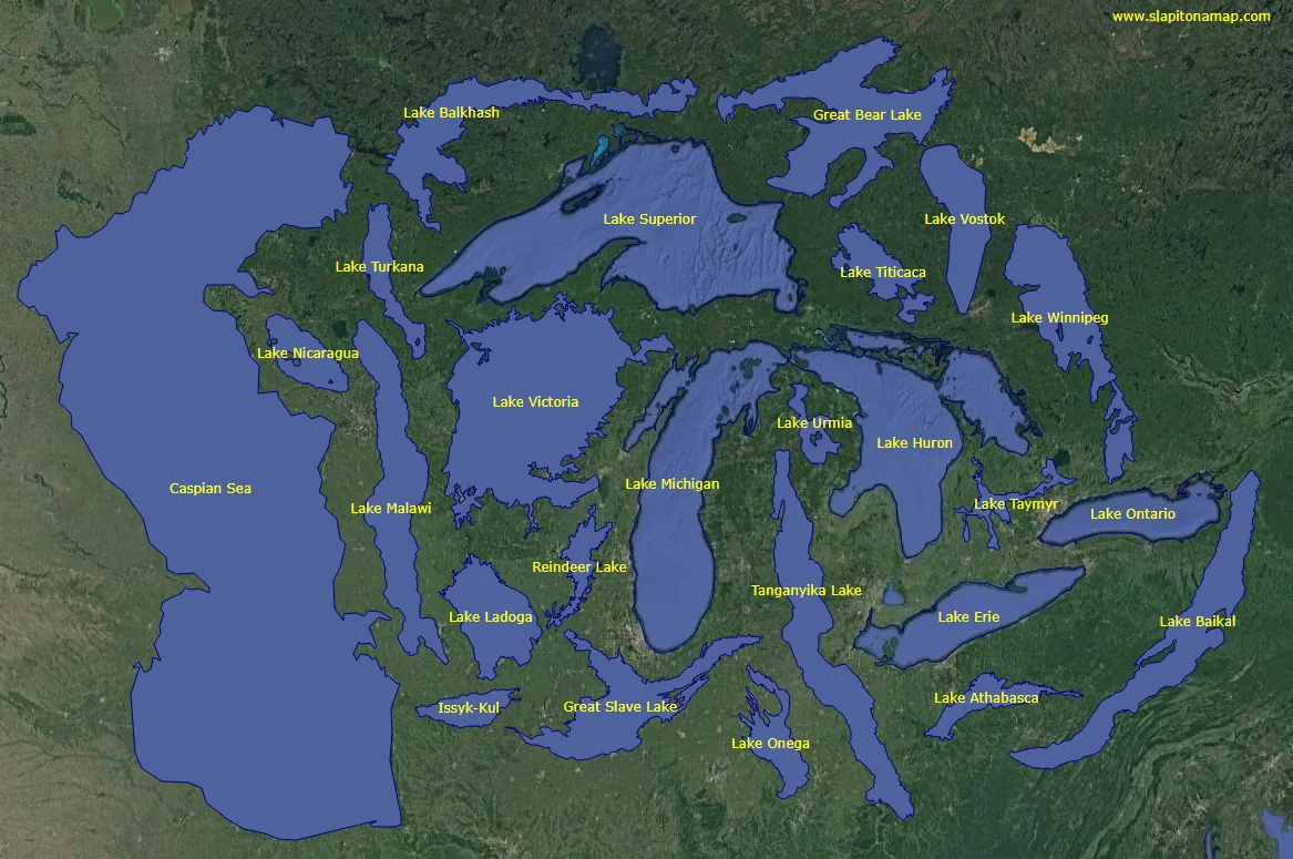World's 25 Largest Lakes Side By Side